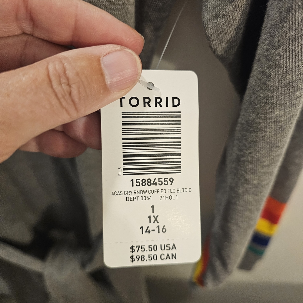Torrid Gray Long Sleeve Dress with Colorful Stripes - Picture 3 of 7